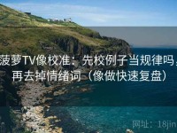 菠萝TV像校准：先校例子当规律吗，再去掉情绪词（像做快速复盘）