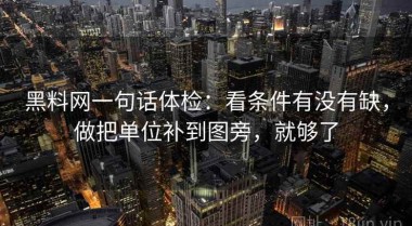 黑料网一句话体检：看条件有没有缺，做把单位补到图旁，就够了