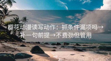 樱花动漫读写动作：抓条件漏项吗→补一句前提→不费劲但管用