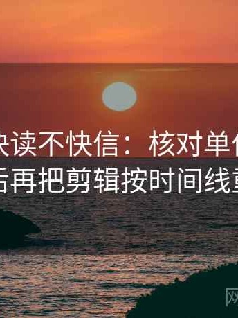 爱一番快读不快信：核对单位有没有漏后再把剪辑按时间线重排